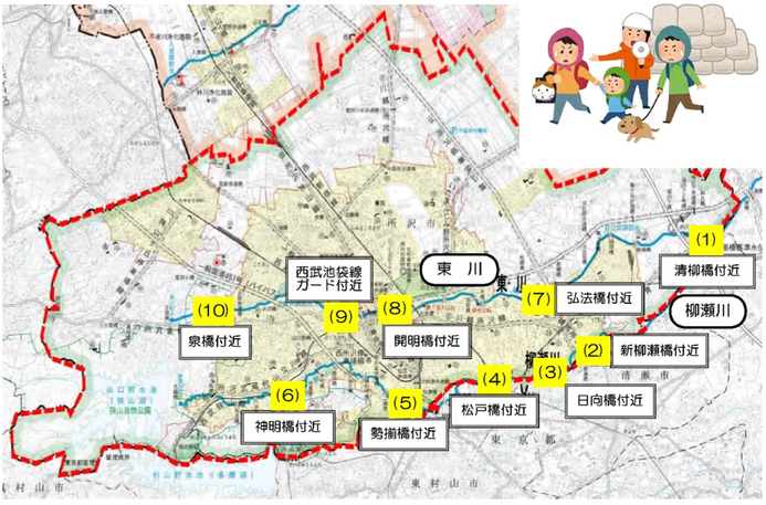 柳瀬川・東川河川監視用カメラ設置場所　位置図